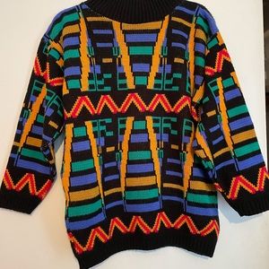 VINTAGE Multicolor mock neck dad sweater